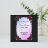 クォーターフランスのゴシックパープル結婚式招待状 招待状 (スタンド正面)