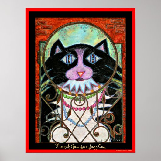 クォーターフランスのジャズキャット ポスター (正面)