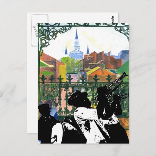 クォーターフランスのバルコニー、フィグ通りスタジオ ポストカード (正面/裏面)