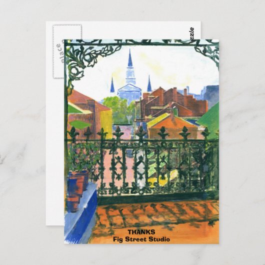 クォーターフランスのバルコニー、フィグ通り、追加文字 ポストカード (正面/裏面)