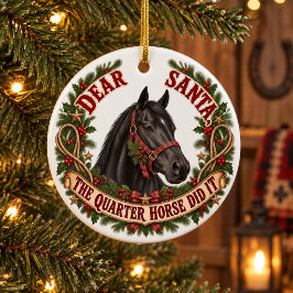 クォーターホースがやりました ブラックホースのクリスマスアート セラミックオーナメント
