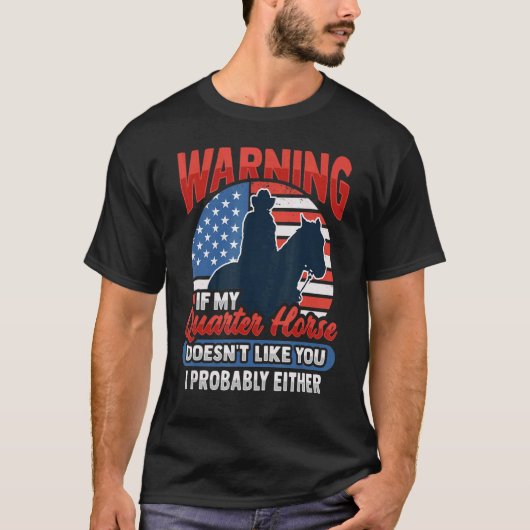 クォーターホースの騎手のためのアメリカン・クォーターホース Tシャツ (正面)