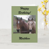 クォーターホースパーソナライズされた誕生日カード カード (黄色い花)