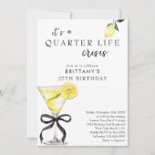 クォーターライフクライシス レモン マーティーニ 25歳の誕生日 招待状 (正面)