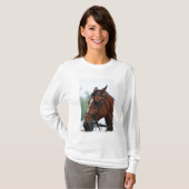 クォーター馬のプロフィールのフード付 Tシャツ (正面フル)