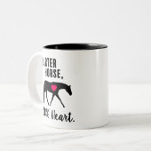 クォーター馬、100%年ハート-狩りの座席の ツートーンマグカップ (正面左)