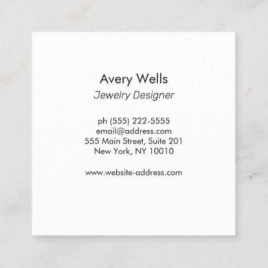 クォーツ結晶ジュエリーデザイナーロゴ スクエア名刺 (裏面)