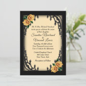 クォーフランスのゴシックイエローローズイエロー結婚ズ 招待状 (スタンド正面)