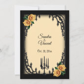 クォーフランスのゴシックイエローローズイエロー結婚ズ 招待状 (裏面)