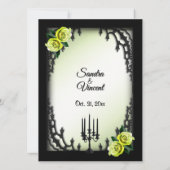 クォーフランスのタゴシック4コーナーグリーンバラ結婚ズ 招待状 (裏面)