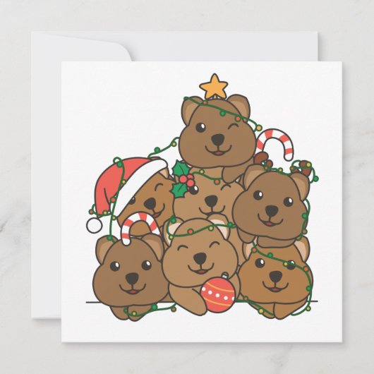 クオッカのクリスマスツリー かわいい動物のクリスマス招待状 招待状 (正面)