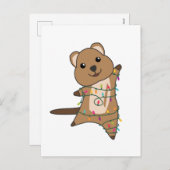 クオッカのクリスマス 雪 冬 動物 クオッカ シーズンポストカード (正面/裏面)