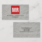 クオリティグレーウォールレッドスクエアモノグラムユニーク 名刺 (正面/裏面)