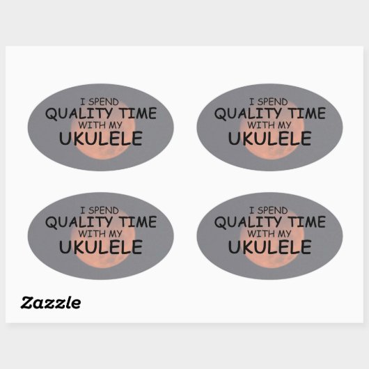クオリティタイムウクレレ楕円ステッカー 楕円形シール (シート)
