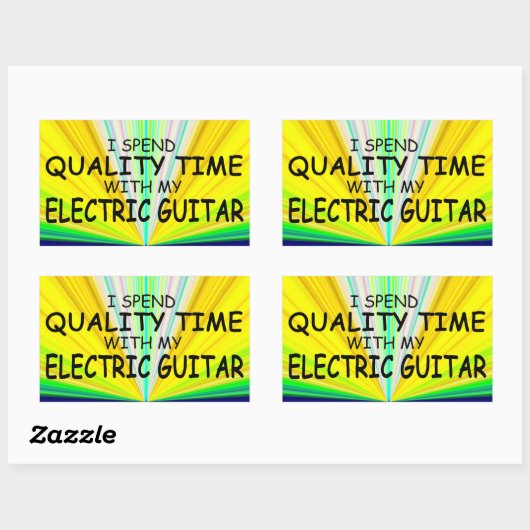 クオリティタイムエレキギター長方形ステッカー 長方形シール (シート)