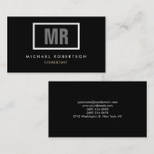 クオリティブラックグレーモノグラムユニーク 名刺 (正面/裏面)