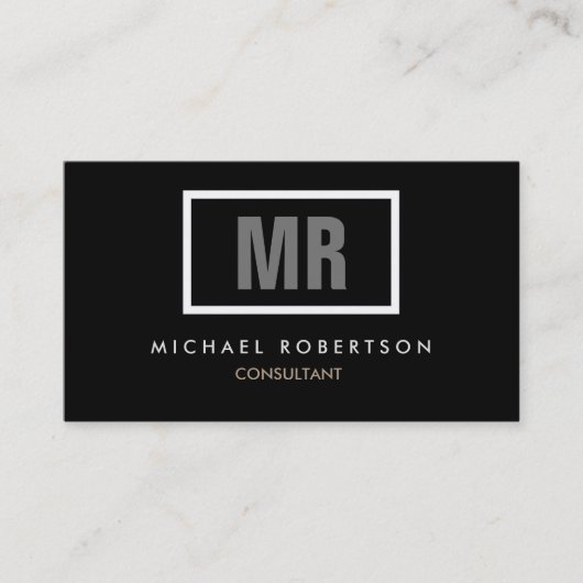 クオリティブラックグレーモノグラムユニーク 名刺 (正面)