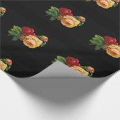 クオリティヴィンテージアートバラ – ギフトラップ紙ブラック ラッピングペーパー (角)