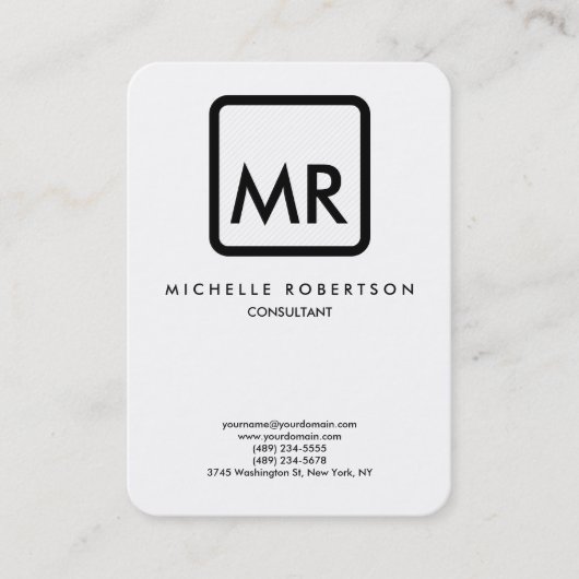 クオリティ白黒モノグラエレガントムユニーク 名刺 (正面)