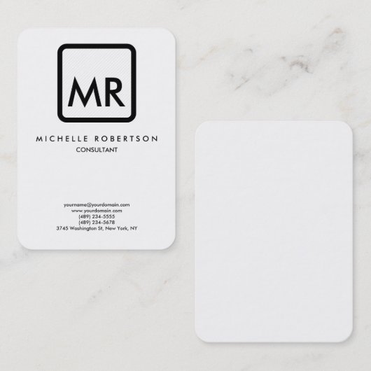 クオリティ白黒モノグラエレガントムユニーク 名刺 (正面/裏面)