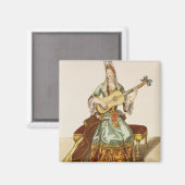 クオリティ遊の女性のギター、ファッションプレート、 マグネット (正面/裏面)