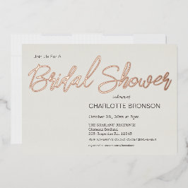 クオーツミニマリストスクリプトブライダルシャワーバラ金ゴールド 箔招待状