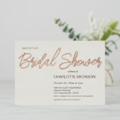 クオーツミニマリストスクリプトブライダルシャワーバラ金ゴールド 箔招待状 (立ち正面)