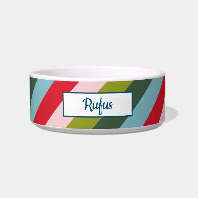 クカスタマイズリスマスで犬の猫が水をかき分ける ボウル (正面)