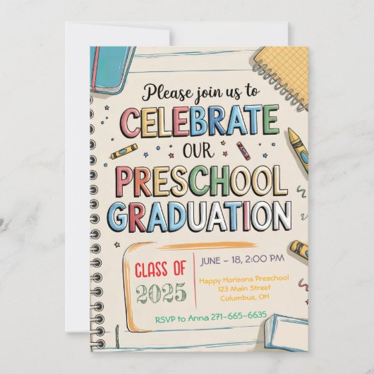 クカスタマイズレイオンズノートブックプリスクール卒業 招待状 (正面)