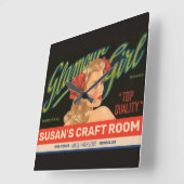 クカスタムラフトルームヴィンテージグラマーガールアドアート スクエア壁時計 (傾斜)