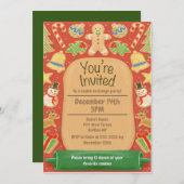 クカスタムリスマスクッキ図解入りの、写真付きのー 招待状 (正面/裏面)