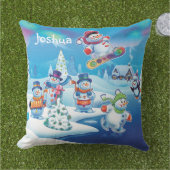 クカスタムリスマス冬ワンダーランド雪だるま アウトドアクッション (芝生)