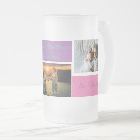 クカスタムリスマス3フォトグラパーソナライズされたンママグ フロストグラスビールジョッキ (正面右)