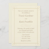 クカスタムリームまたはベージュ色招待状-スクロールデザイン 招待状 (正面/裏面)