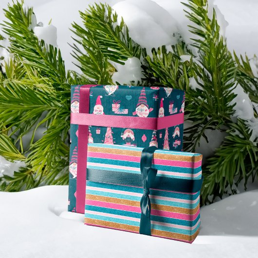 クカラフルリストライプスマス、おもしろい、キス ラッピングペーパーシート