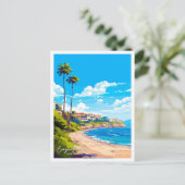 クギービーチオーストラリア旅行ヴィンテージイラストレーション ポストカード (スタンド正面)