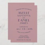 クシンプルリーンミニマル赤面海軍結婚式招待状 招待状 (正面/裏面)