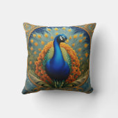 クジャクが明るい羽根を見る クッション (裏面)