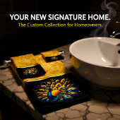 クジャクが青と黄色の羽毛を見る バスタオルセット