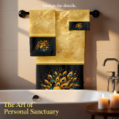 クジャクが青と黄色の羽毛を見る バスタオルセット