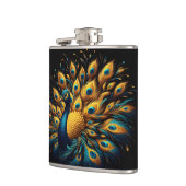 クジャクが青と黄色の羽毛を見る フラスク (左)