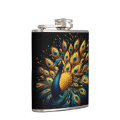 クジャクが青と黄色の羽毛を見る フラスク (右)