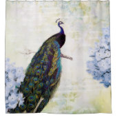 クジャクとアジサイ シャワーカーテン (正面)