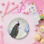 クジャクとアジサイ ペーパープレート (パーティー)