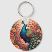 クジャクと花 キーホルダー (裏面)