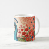 クジャクと花 コーヒーマグカップ (正面右)
