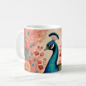 クジャクと花 コーヒーマグカップ (正面左)