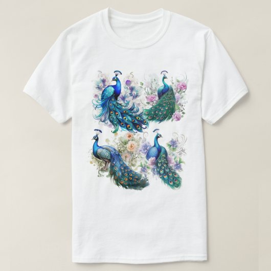 クジャクのエレガンス Tシャツ (デザイン正面)