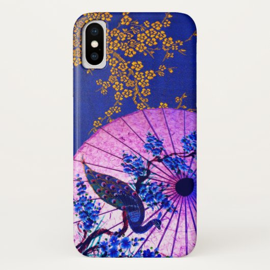 クジャクのオリエンタル・パラソル日本さくらんぼの花 Case-Mate iPhoneケース (裏面)