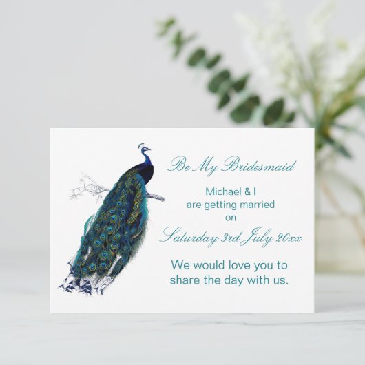 クジャクのコレクションは私の花嫁の付き添い 招待状 (スタンド正面)